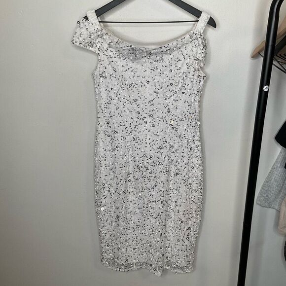 Adrianna Papell Sequin Beaded Mesh Cocktail Dress - Picture 4 of 10